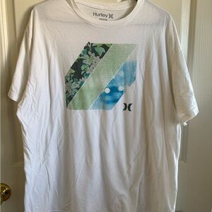 Hurley White Tee with Tropical Graphic